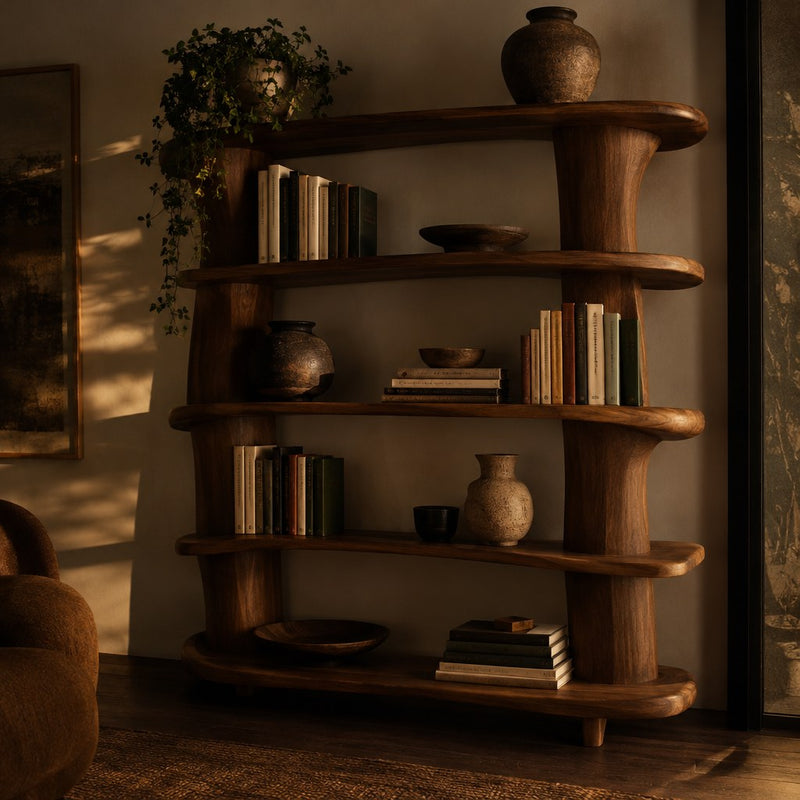 Bookshelves & wine